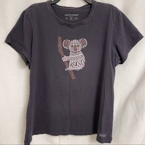 Womens Life is Good crusher Short sleeve T-shirt size XL koala bear